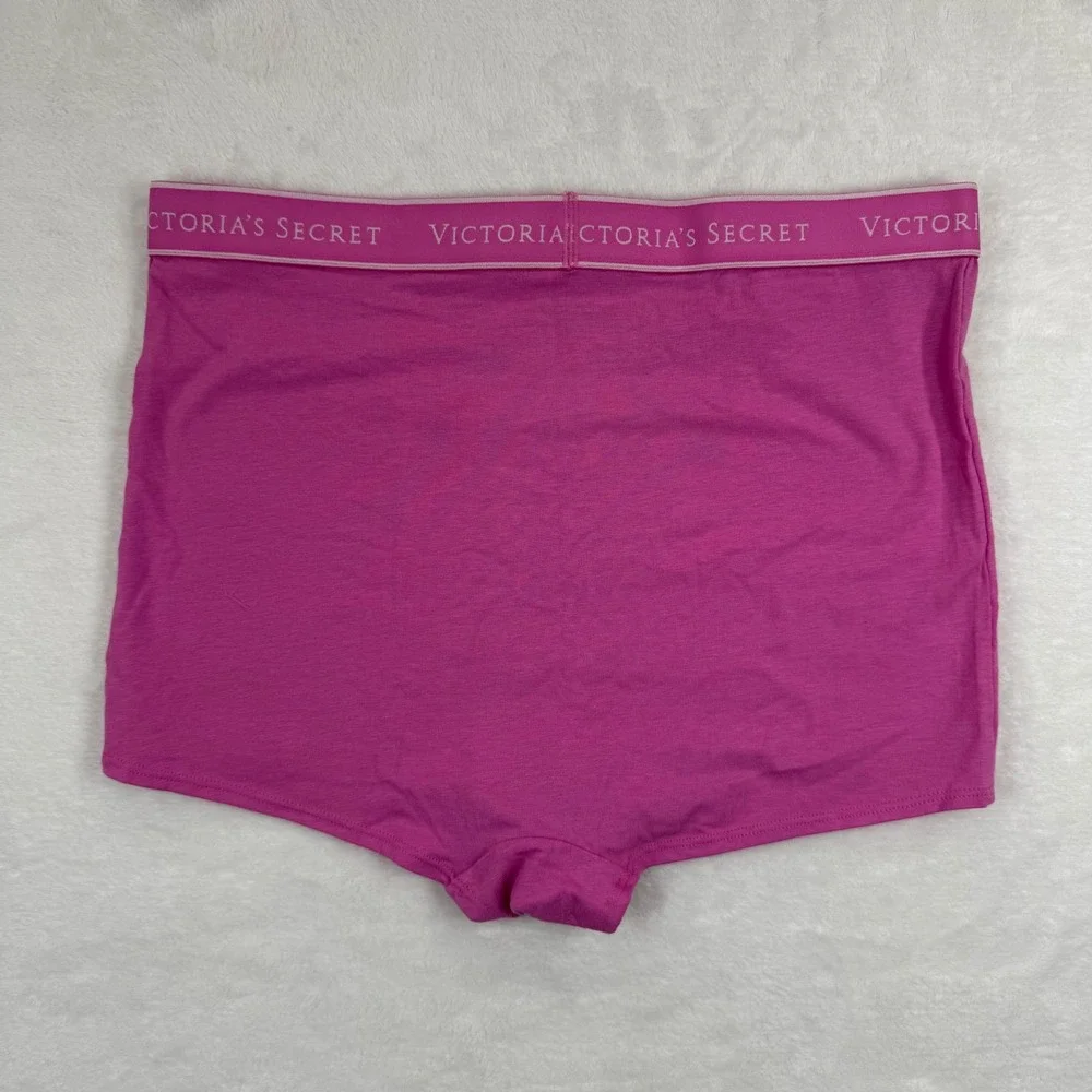 Victoria's Secret High-Waist Boy Short Panty Pink Logo Waistband Large‎ NEW - Picture 5 of 6